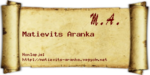 Matievits Aranka névjegykártya